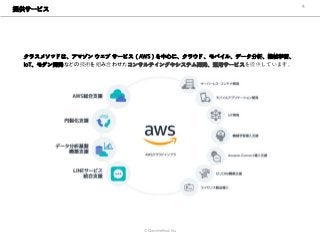 クラスメソッドは、アマゾン ウェブ サービス（AWS）を中心に、クラウド、モバイル、データ分析、機械学習、
IoT、モダン開発などの技術を組み合わせたコンサルティングやシステム開発、運用サービスを提供しています。
提供サービス
© Classmethod, Inc.
4
 