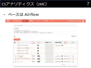 7
CSアナリティクス（JMC）
• ベースは Airflow
 