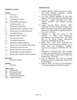 Air flow and charge motion study of engine intake port | PDF