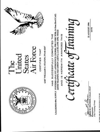 Air force supply systems ananyst apprentice training certificate
