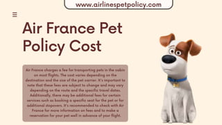 AIR FRANCE Pet Policy