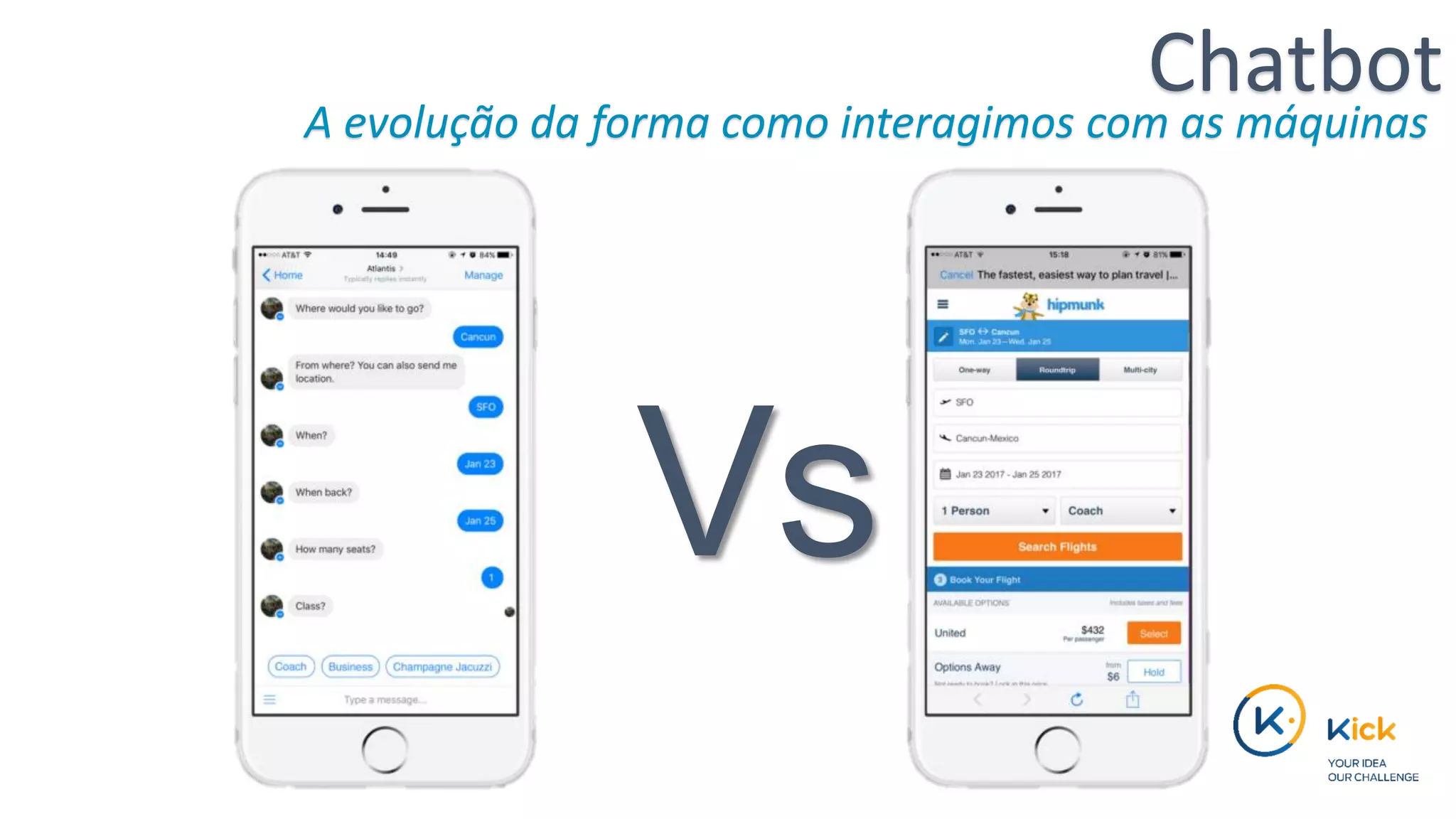 Chatbot
A evolução da forma como interagimos com as máquinas
Vs
 
