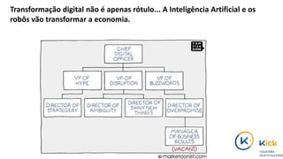 Transformação digital não é apenas rótulo... A Inteligência Artificial e os
robôs vão transformar a economia.
 