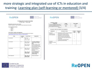 more strategic and integrated use of ICTs in education and
training: Learning plan (self-learning or mentored) (3/4)
 