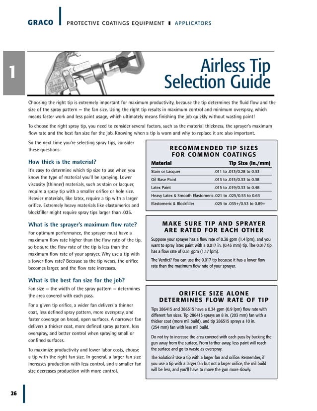 Airless tip selection guide PDF