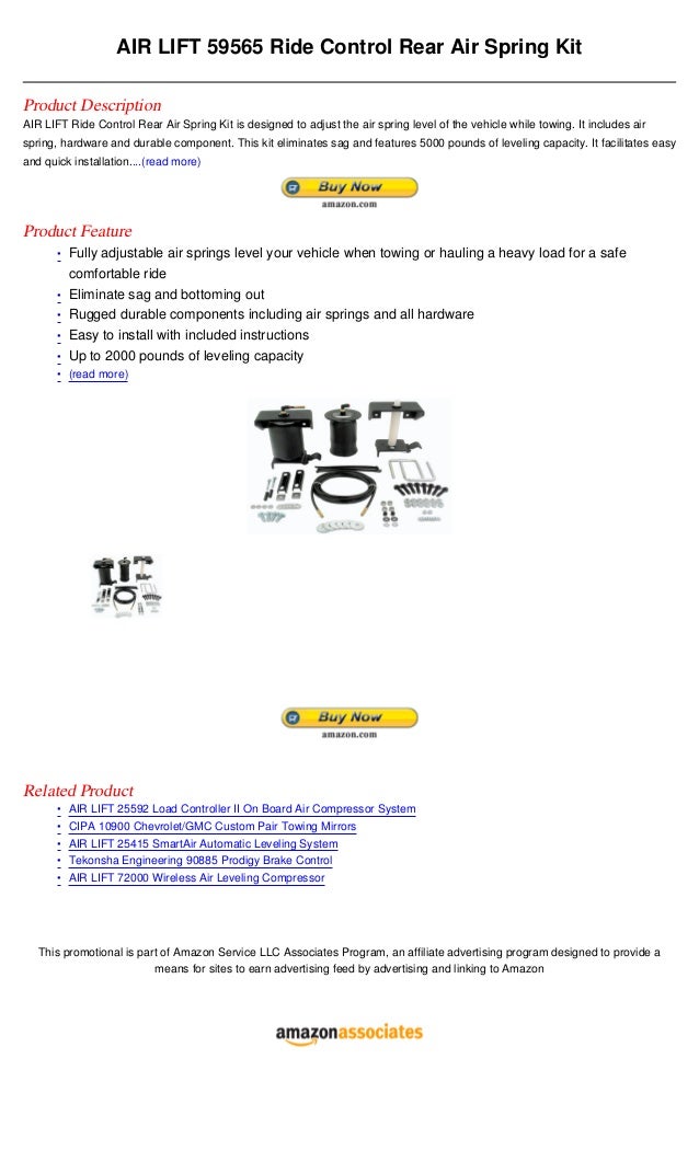 Air lift 59565 ride control rear air spring kit