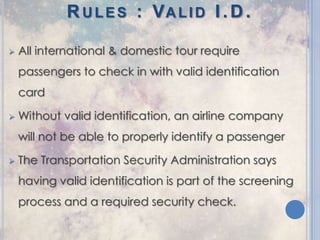 Airline rules and regulations discount