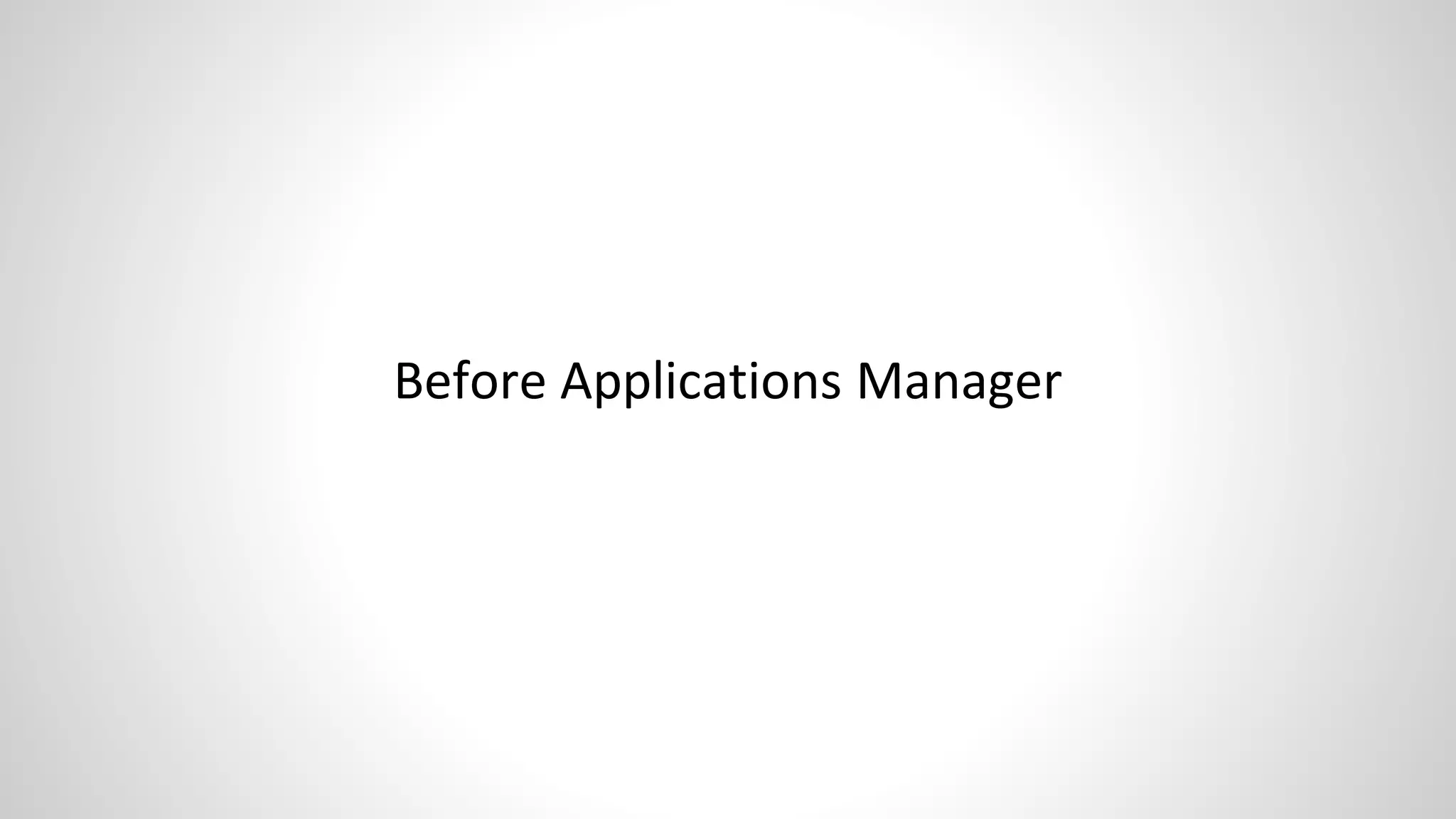 Before Applications Manager
 