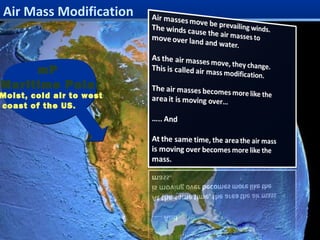 Mr. Fetch’s Earth Science Classroom
Air Mass Modification
mP
Maritime Polar
Moist, cold air to west
coast of the US.