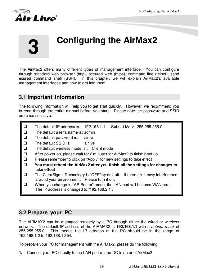 airlive airmax2 default ip address airlive airmax2 default ip address