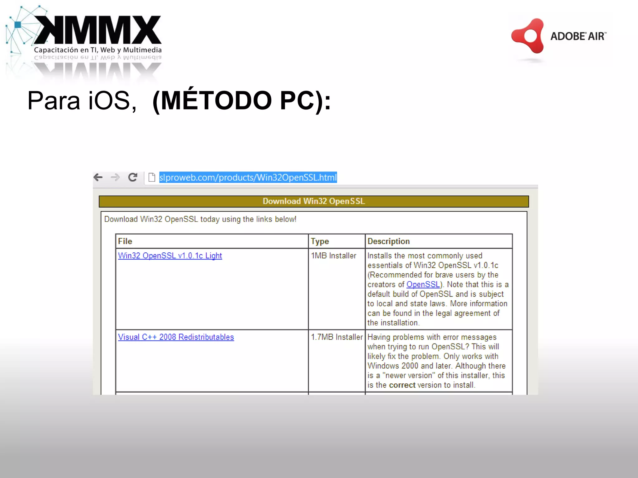 Para iOS, (MÉTODO PC):
 