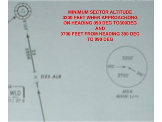 MINIMUM SECTOR ALTITUDE
3200 FEET WHEN APPROACHONG
ON HEADING 090 DEG TO300DEG
AND
3700 FEET FROM HEADING 300 DEG
TO 090 DEG
 