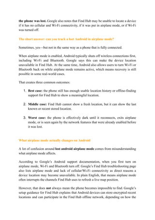 Airplane Mode and Android Tracking: What Still Works | PDF