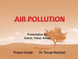 Project Guide: Dr. Tanuja Nautiyal
Presentation by:
Subrat, Vishal, Ashley
 