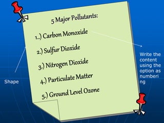 Shape
Write the
content
using the
option as
numberi
ng
 