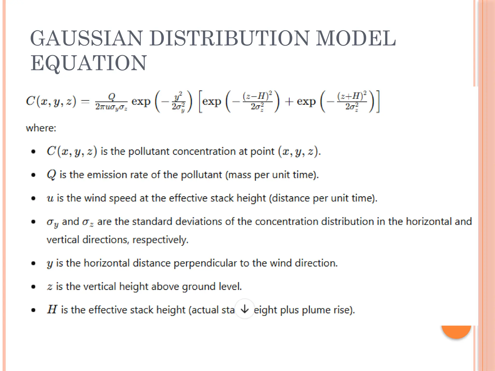 GAUSSIAN DISTRIBUTION MODEL
EQUATION
 