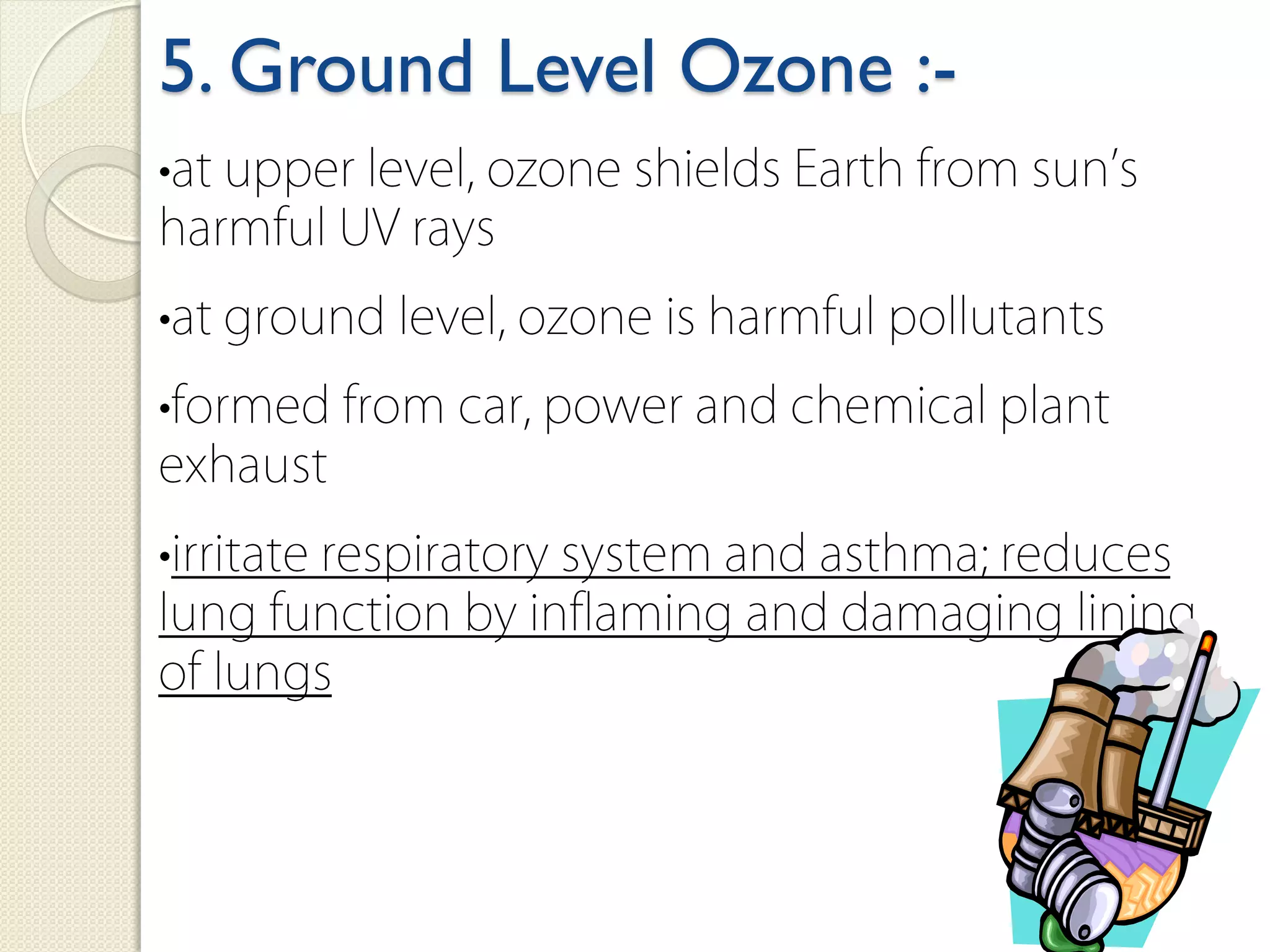 5. Ground Level Ozone :-
 