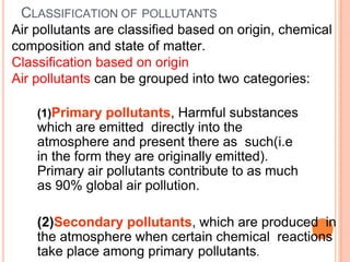 Pollutants Classification Airpollution new unit-vi | PPTX