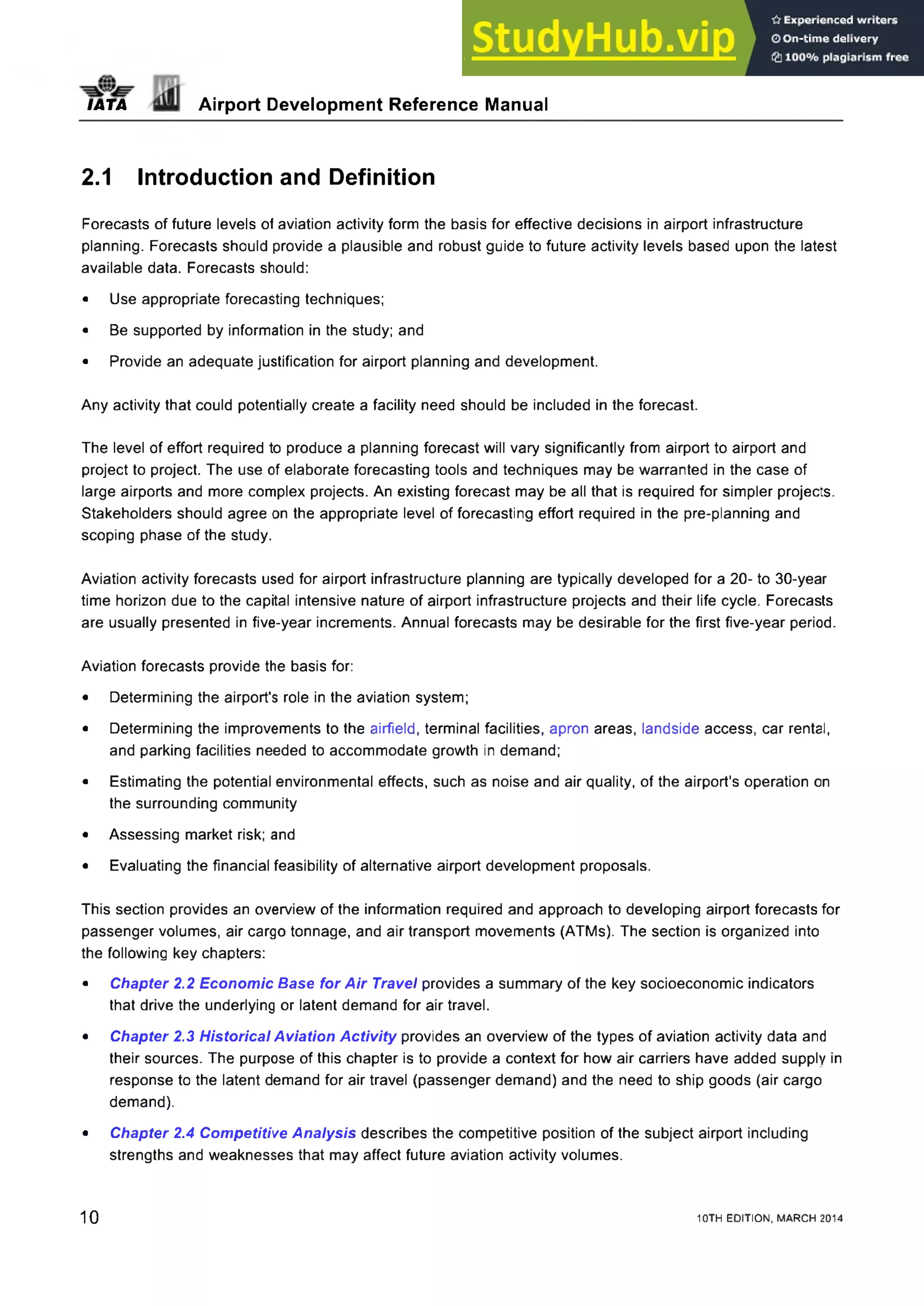 Maneal Airport Development Reference Maneal Forecasting and Planning sections ...