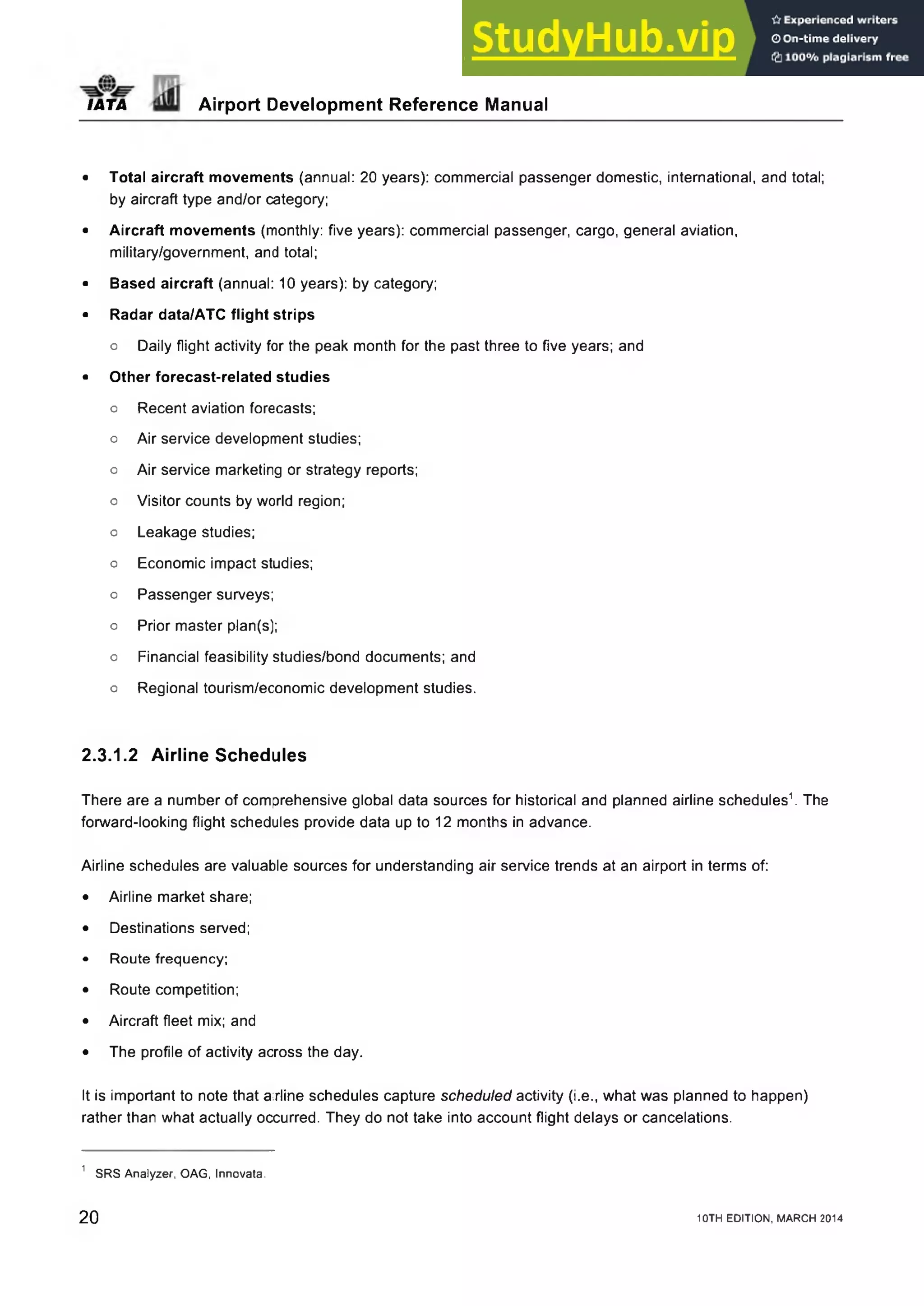 Maneal Airport Development Reference Maneal Forecasting and Planning sections ...