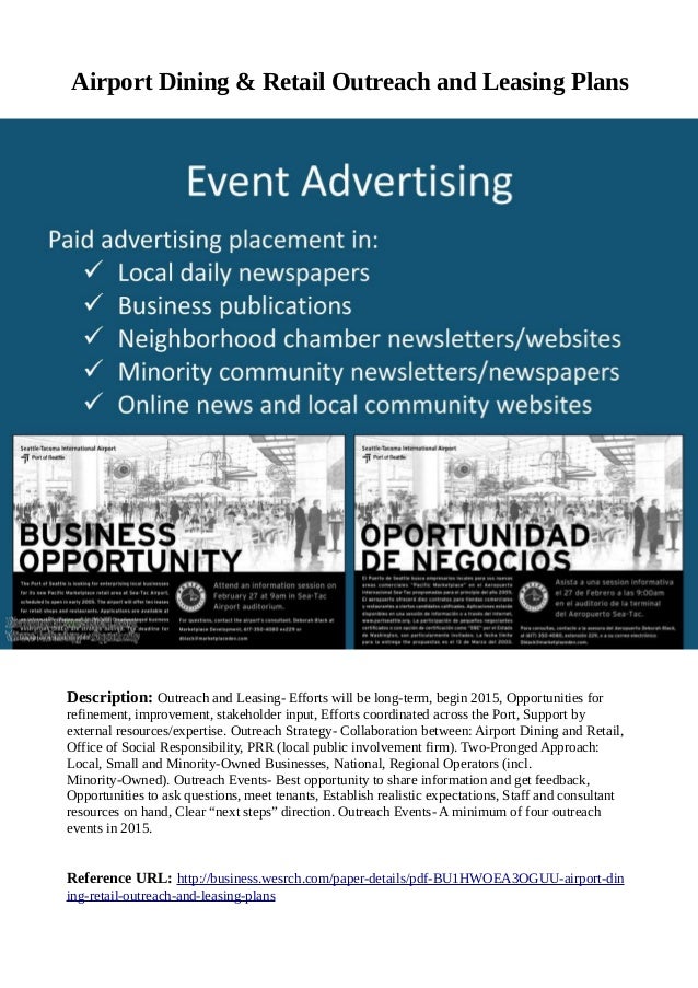 Airport Dining & Retail Outreach and Leasing Plans