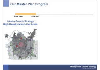 Our Master Plan Program


        June 2006      Feb 2007

   Interim Growth Strategy
High-Density Mixed-Use Areas




                                  Metropolitan Growth Strategy
                                               Greater Amman Municipality
 