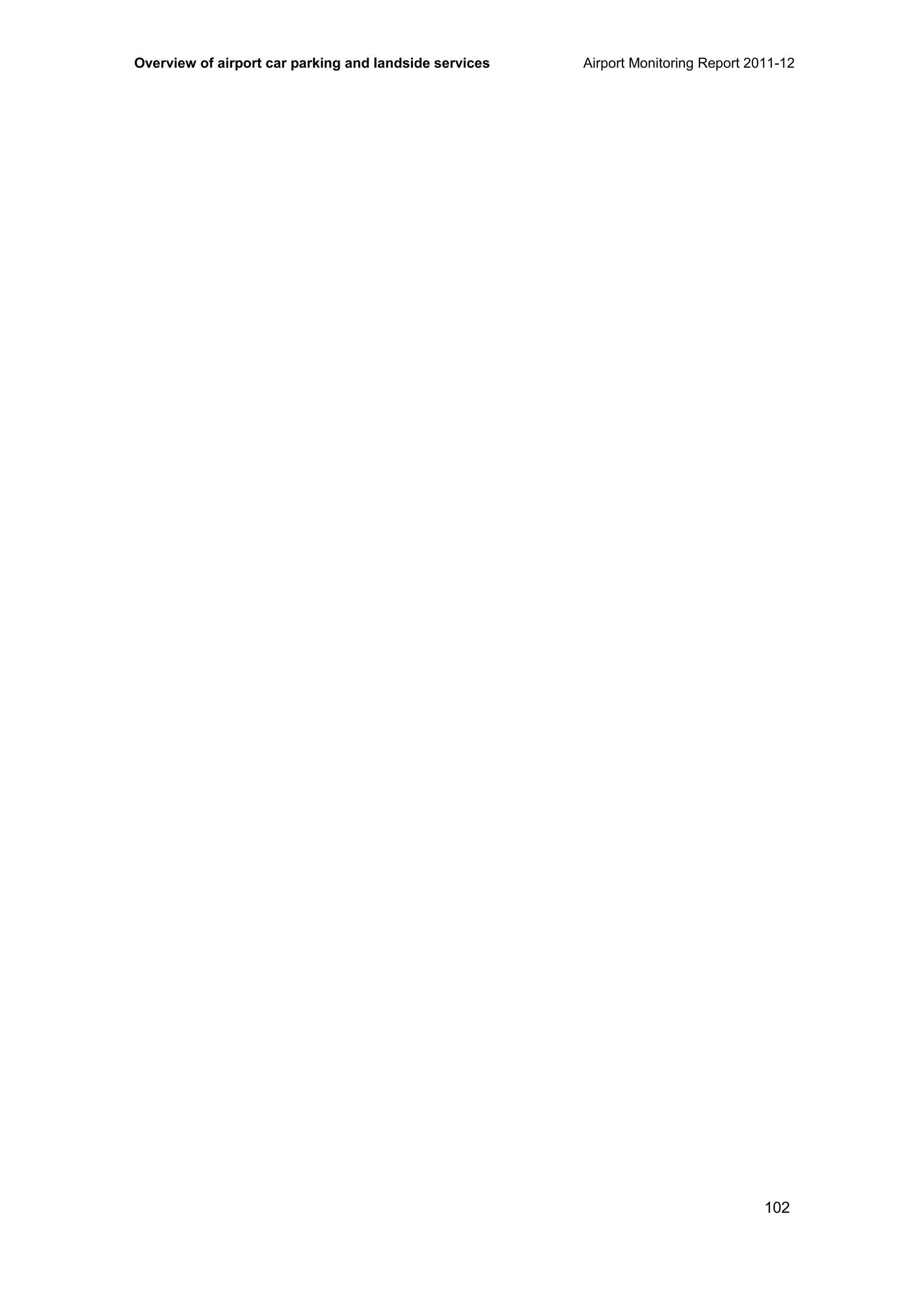 Overview of airport car parking and landside services Airport Monitoring Report 2011-12
102
 