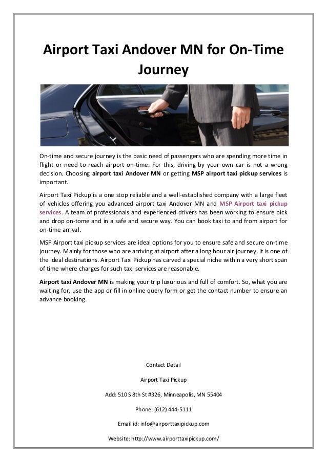 Airport Taxi Andover Mn For On Time Journey