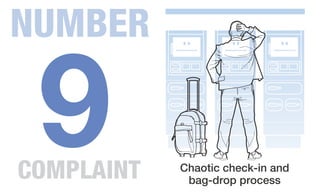 NUMBER
Chaotic check-in and
bag-drop process
9COMPLAINT
 