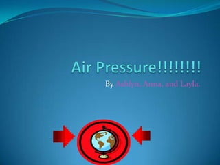 Air Pressure!!!!!!!! By Ashlyn, Anna, and Layla. 