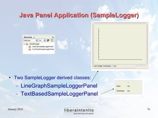 January 2016 76
Java Panel Application (SampleLogger)Java Panel Application (SampleLogger)
 Two SampleLogger derived classes:
− LineGraphSampleLoggerPanel
− TextBasedSampleLoggerPanel
 