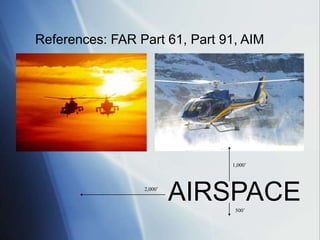 References: FAR Part 61, Part 91, AIM
AIRSPACE
1,000’
2,000’
500’
 