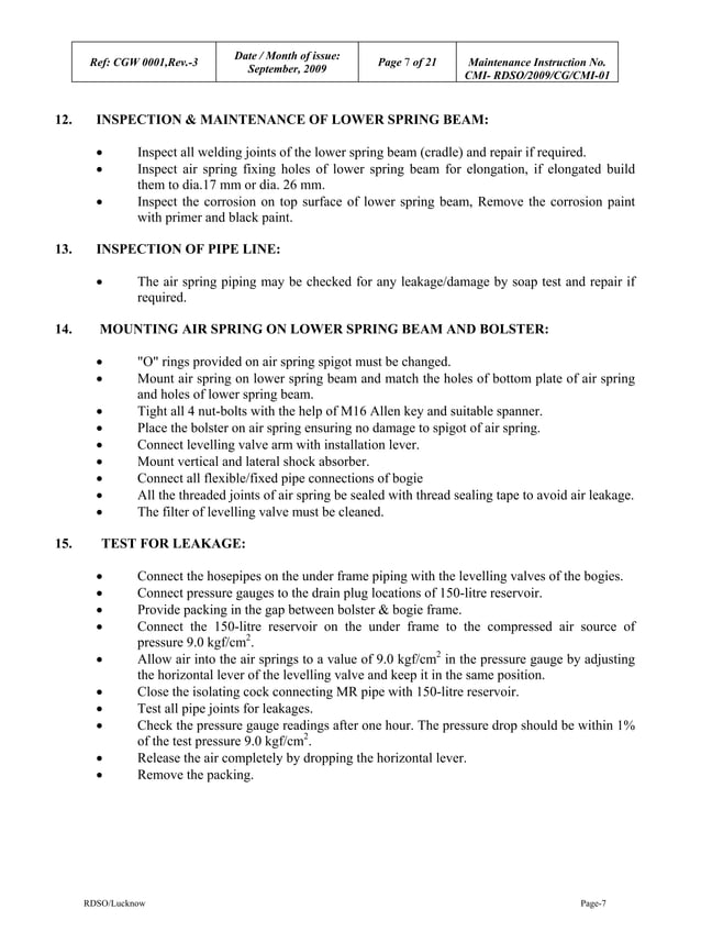 Air springs rdso 2009cgcmi01