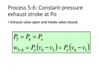 Process 5-6: Constant-pressure
exhaust stroke at Po
• Exhaust valve open and intake valve closed:
 