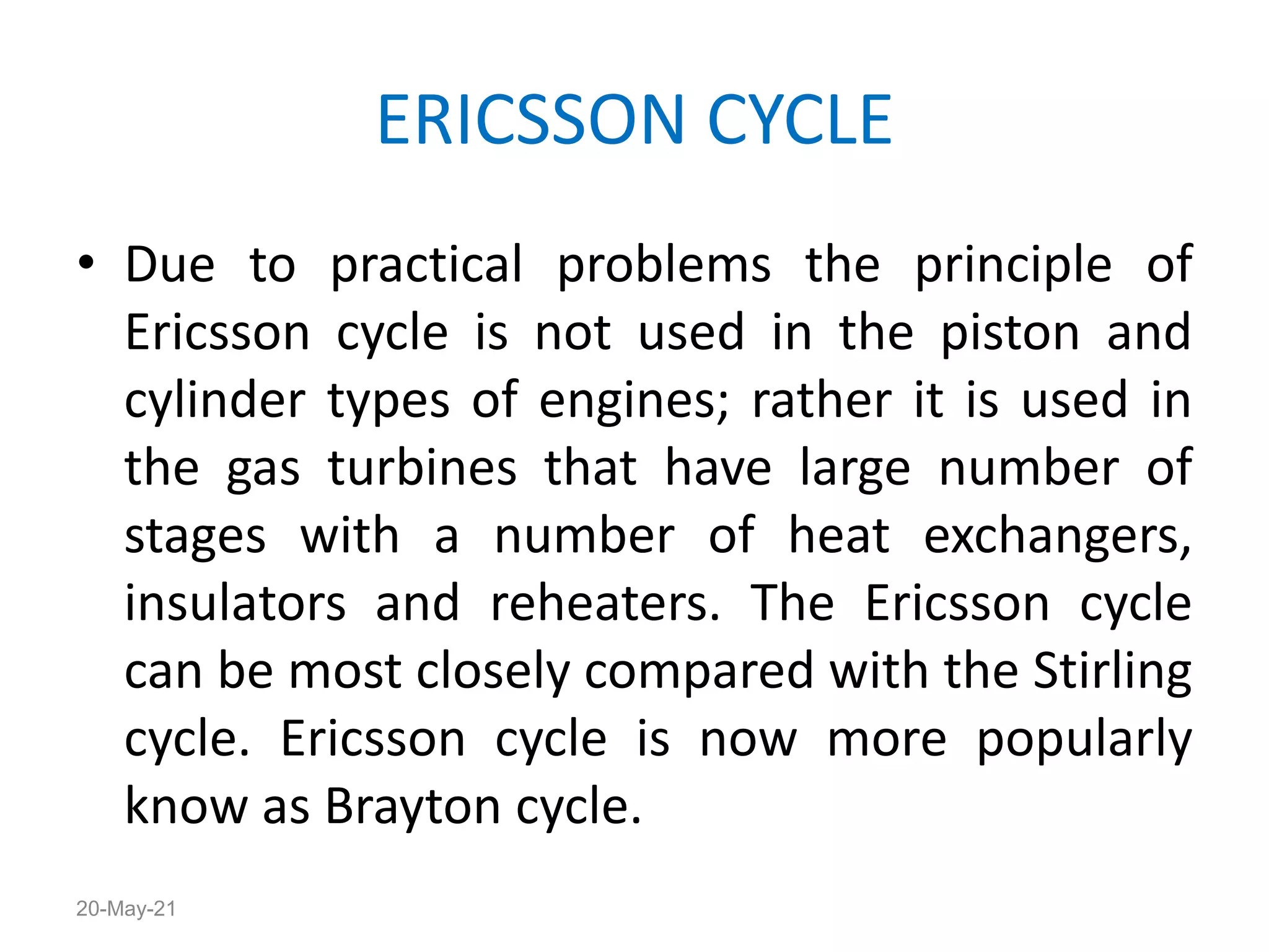 Air standard cycles carnot, stirling, ericsson | PPTX