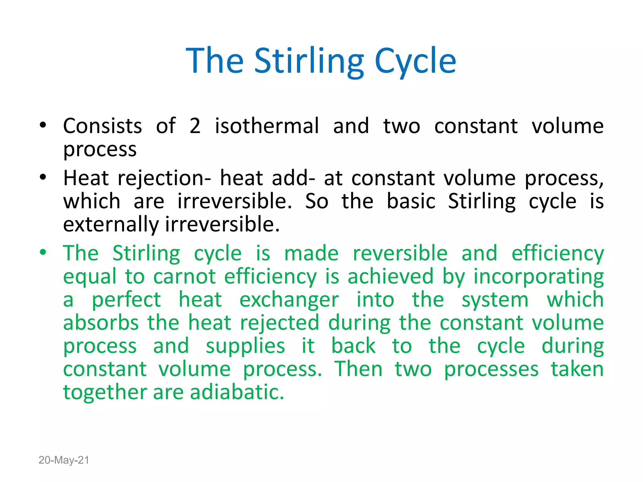 Stirling Cycle Process Air standard cycles carnot, stirling, ericsson | PPT