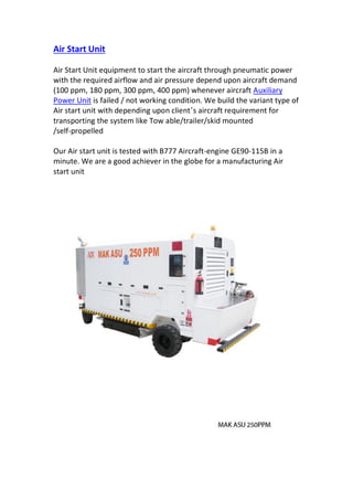 Specification of Air start unit for Aircraft | PDF