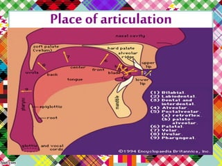 Place of articulation
 