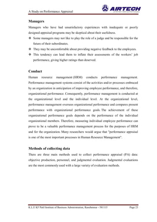 Airtech performance affraisal project airtec | PDF