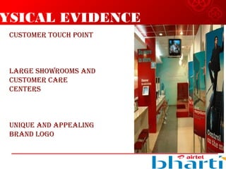 YSICAL EVIDENCE
CuSTOMER TOuCh POINT
LARGE ShOwROOMS AND
CuSTOMER CARE
CENTERS
uNIQuE AND APPEALING
BRAND LOGO
 
