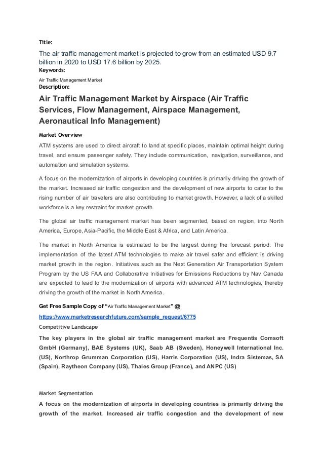 Air Traffic Management Market by Product and Geography - Forecast and Analysis 2021-2027 2 air traffic management market by product and geography forecast and analysis 20212027 1 638