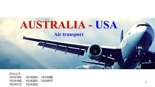 AUSTRALIA - USA
Air transport
1
Group 5
151419X 151450H 151438E
151414D 151436V 151447F
151431C 151430X
 