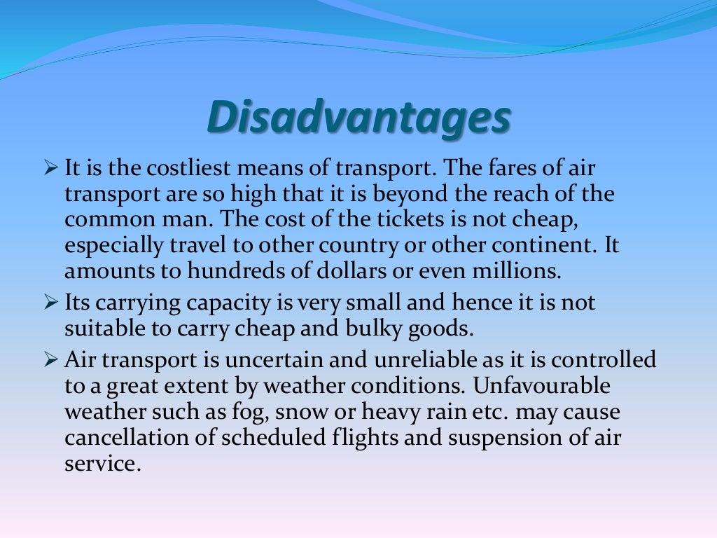 Air travel advantages and disadvantages