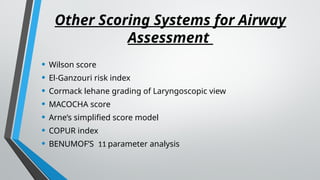 Copur Score Comprehensive Airway Assessment and Management in Anaesthesia | PPTX