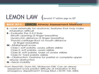 LEMON LAW (benumof 3rd edition page no.307
 