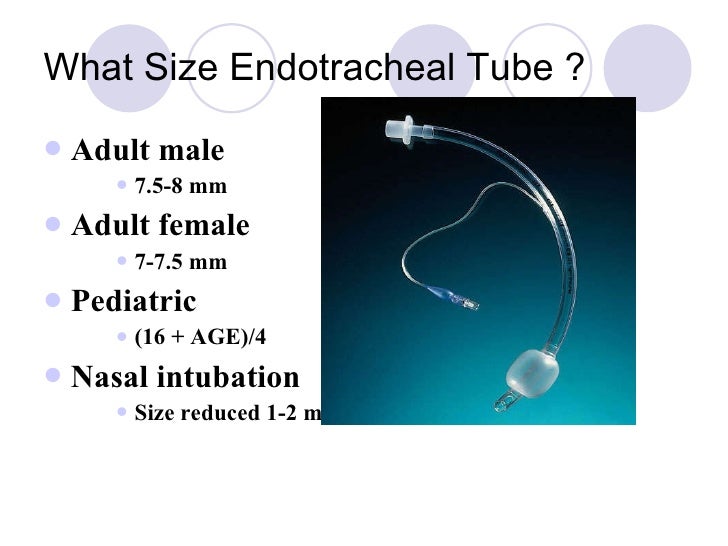 adult size of endotracheal intubation adult size of endotracheal intubation