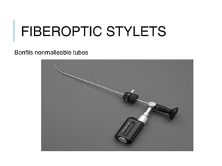 FIBEROPTIC STYLETS
Bonfils nonmalleable tubes
 
