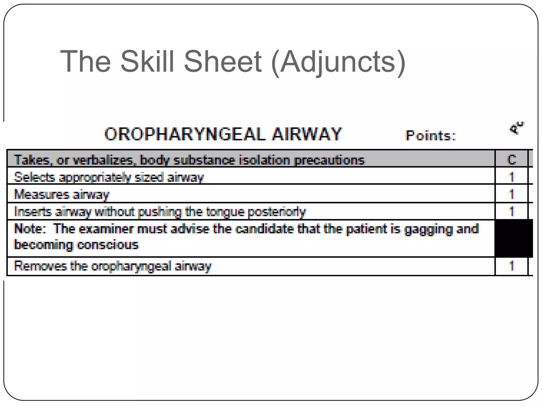 The Skill Sheet (Adjuncts)