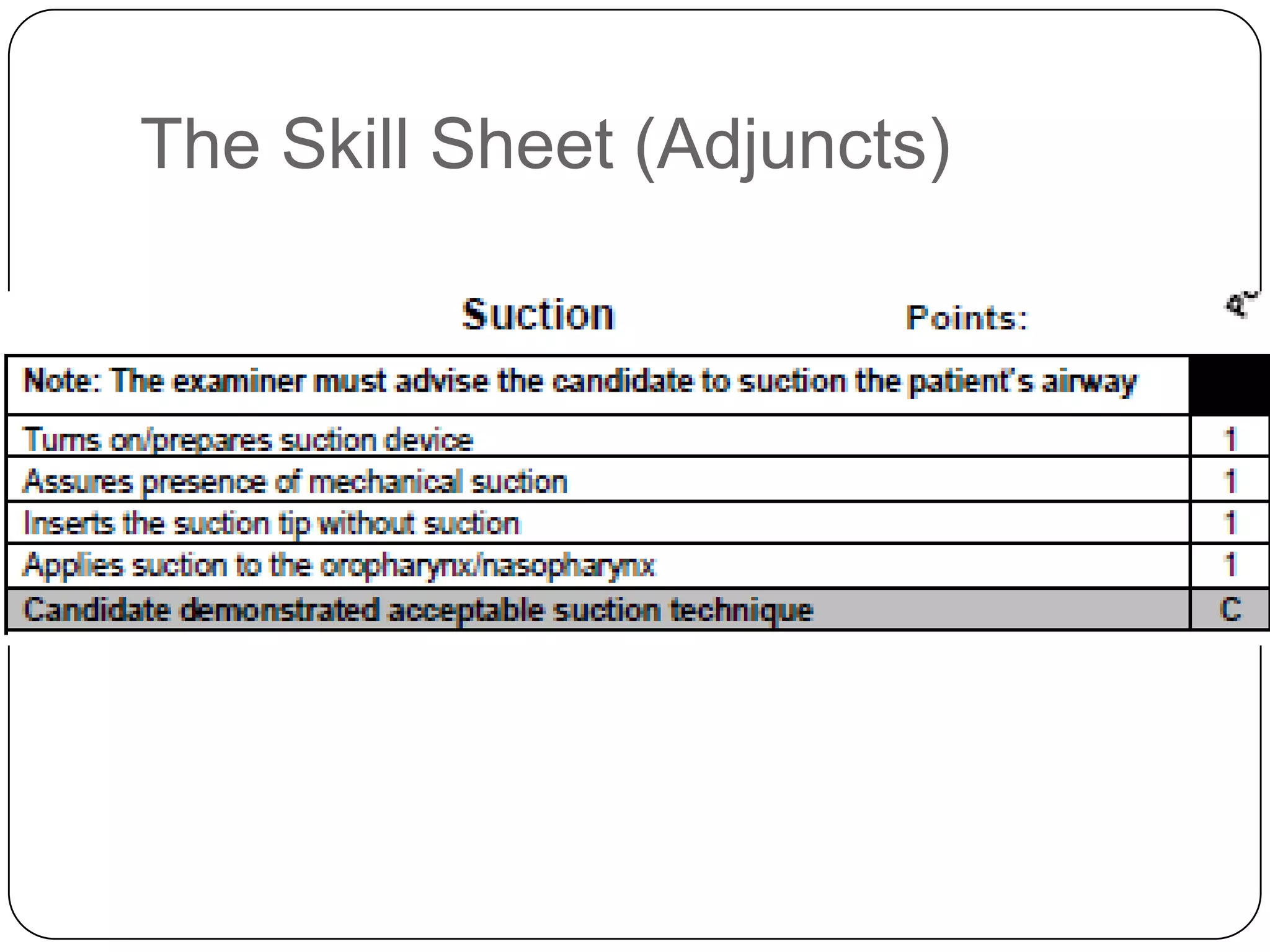 The Skill Sheet (Adjuncts)