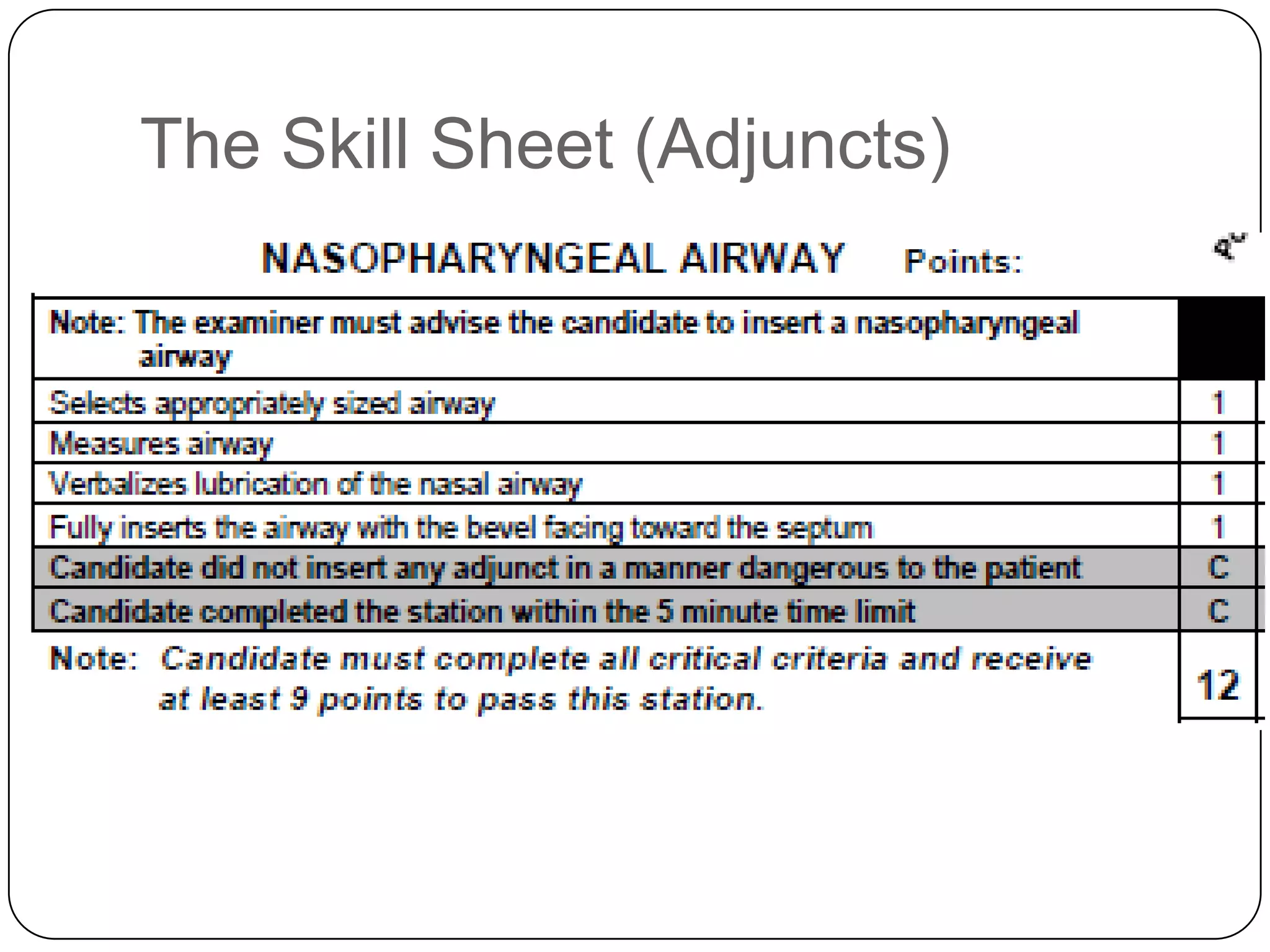 The Skill Sheet (Adjuncts)